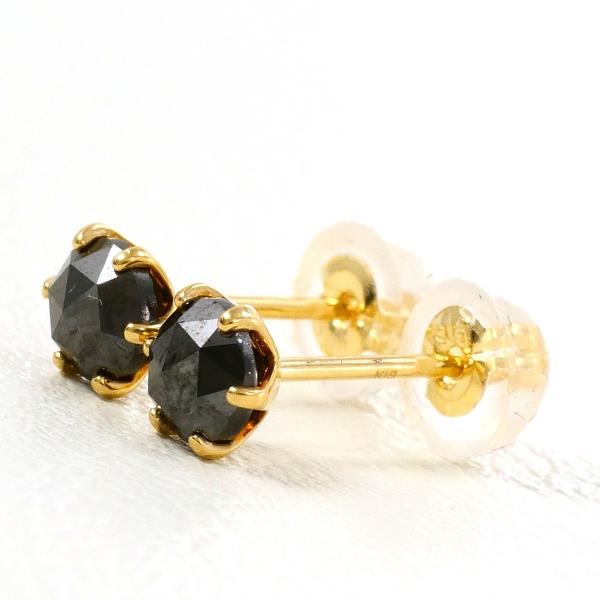 20%OFF】K18 18金 YG イエローゴールド ピアス ブラックダイヤ 0.24 ×2