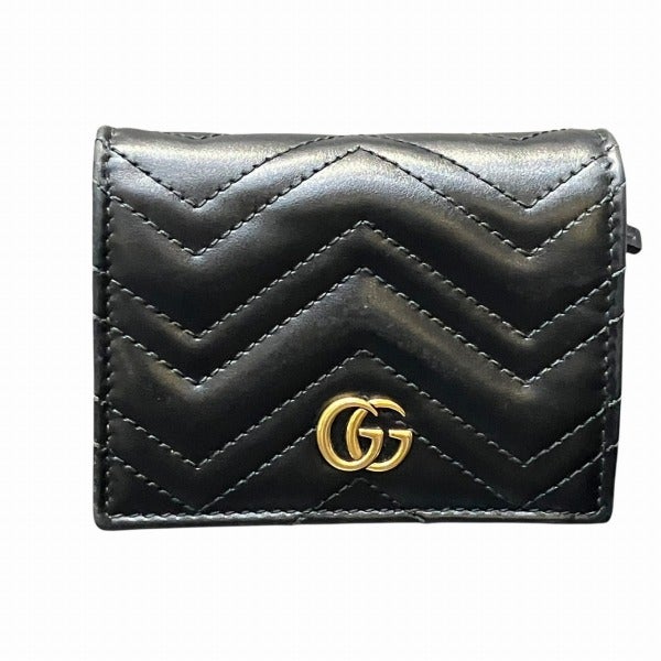 レザーウォレット ダブル g gucci 財布 レディース 黒 GGマーモント