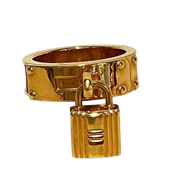 HERMES エルメス スカーフリング ケリー レザー ゴールドカラー レッド