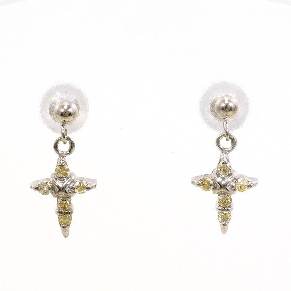 15%OFF】K18 18金 WG ホワイトゴールド ピアス イエローダイヤ 0.05 ×2