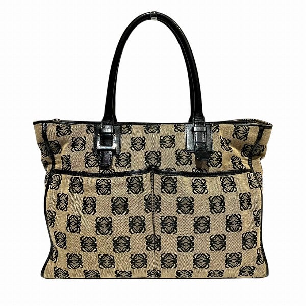 ロエベ LOEWE リピート アナグラム キャンバス×レザー バッグ トート