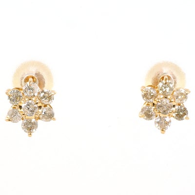 10%OFF】 K14 14金 PG ピンクゴールド ピアス ダイヤモンド 0.20 総 