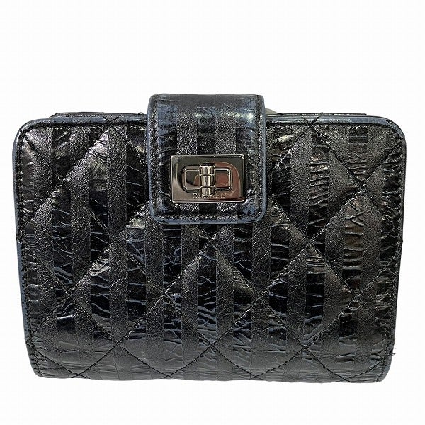 CHANEL ブラック 二つ折り財布 50%OFF】シャネル CHANEL 2.55 ヴィンテージ ブラック レザー 財布 2