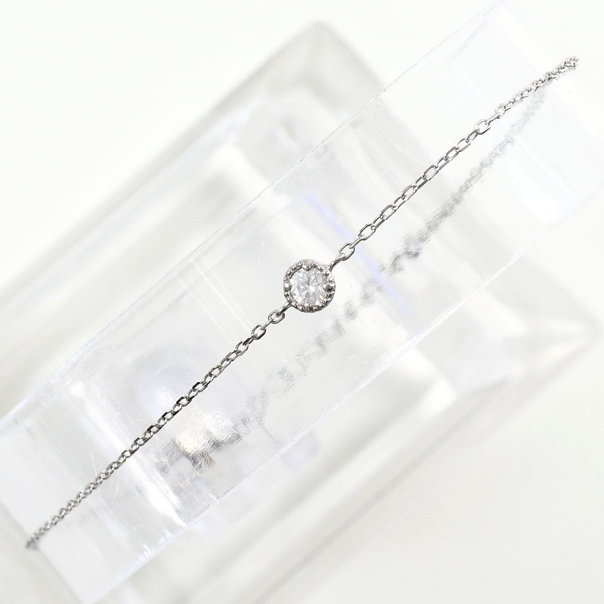 K10 10金 WG ホワイトゴールド ブレスレット ダイヤモンド 0.07 総重量