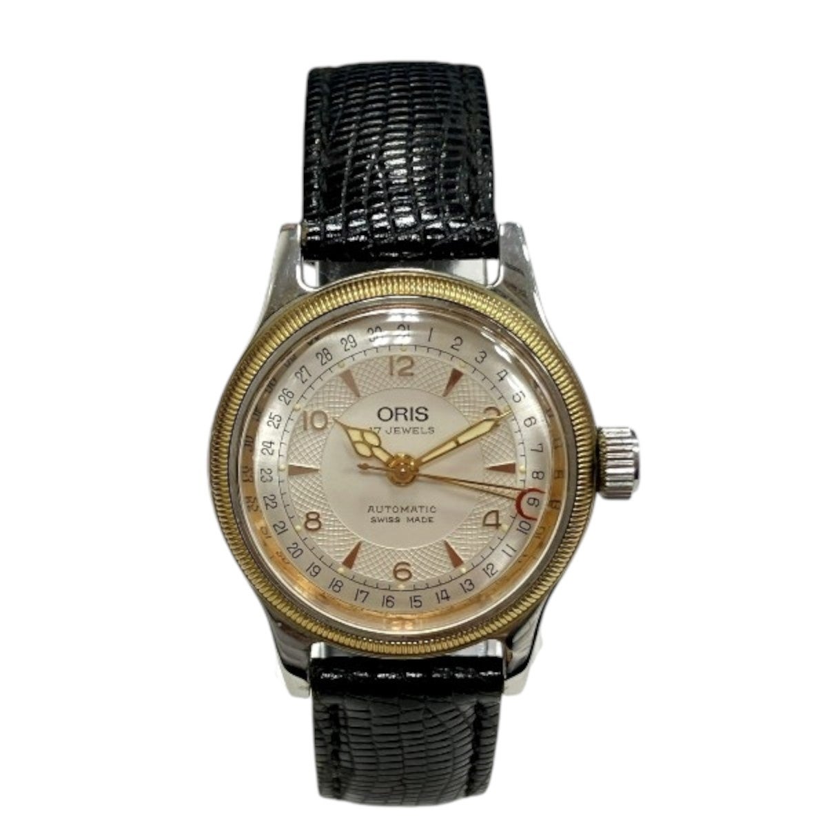 オリス ORIS ビッグクラウン ポインターデイト 腕時計 総重量約37.5g SS 本革 自動巻き ベージュ文字盤 SA574 送料無料 【中古】 5%OFF】オリス ビッグクラウン ポインターデイト 腕時計 総重量約37.5g